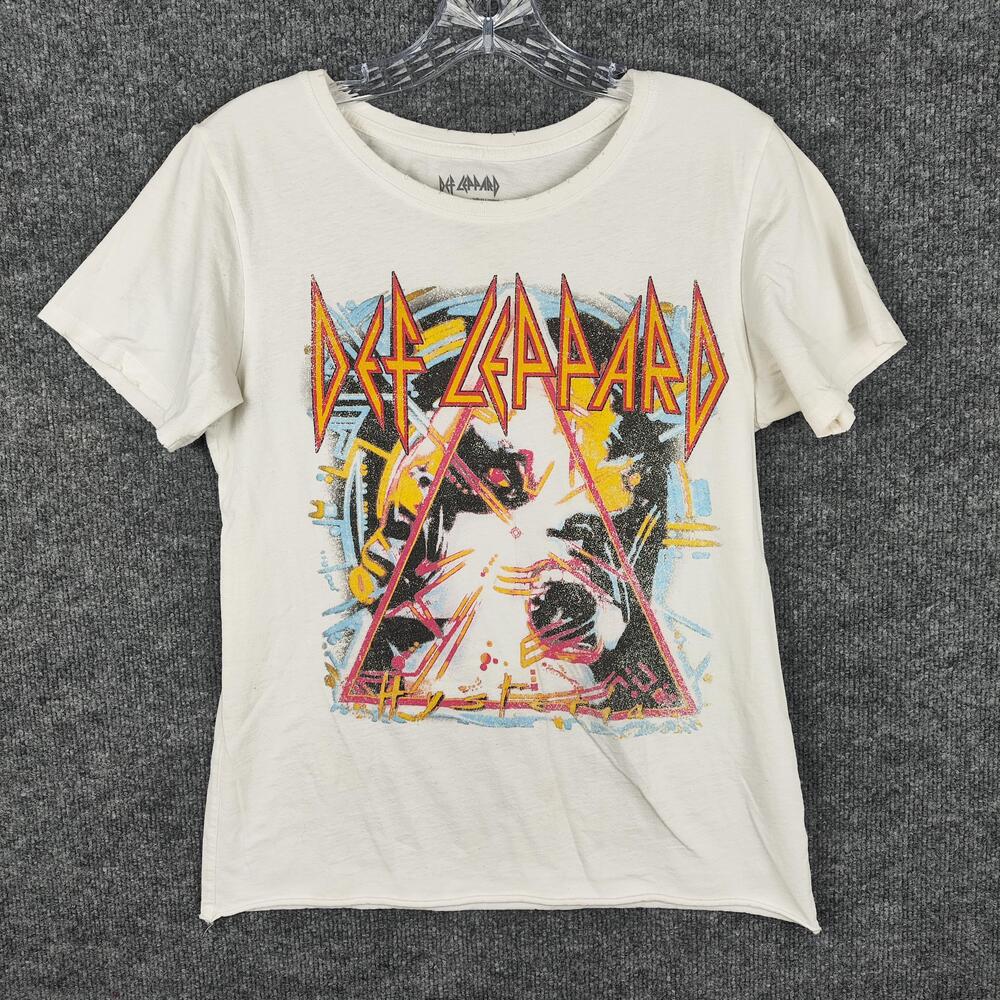 Def Leppard Shirt Mens Small White Hysteria Tour Graphic Rock Band Concert Tee